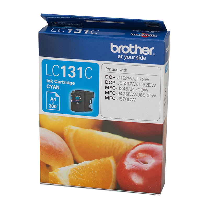 Buy Brother LC131 Cyan Ink Cartridge – genuine cyan ink for Brother printers. Delivers bright, consistent colour prints with reliability and precision.