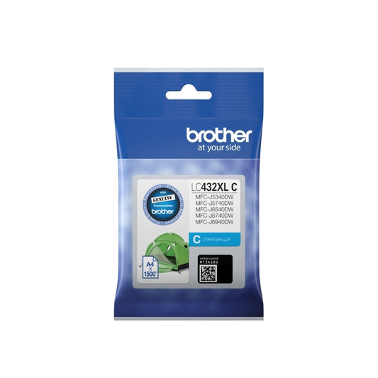 Brother LC432XL, Brother LC432XL Cyan, Brother LC432XLC, Brother cyan ink cartridge, Brother high-yield ink, Brother colour ink, Brother ink Australia, Brother MFC-J2340DW ink, Brother MFC-J5740DW ink, Brother printer cartridges Australia