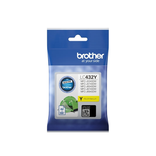 Brother LC432, Brother LC432 Yellow, Brother LC432Y, Brother yellow ink cartridge, Brother colour ink, Brother ink Australia, Brother MFC-J2340DW ink, Brother MFC-J5740DW ink, Brother printer cartridges Australia