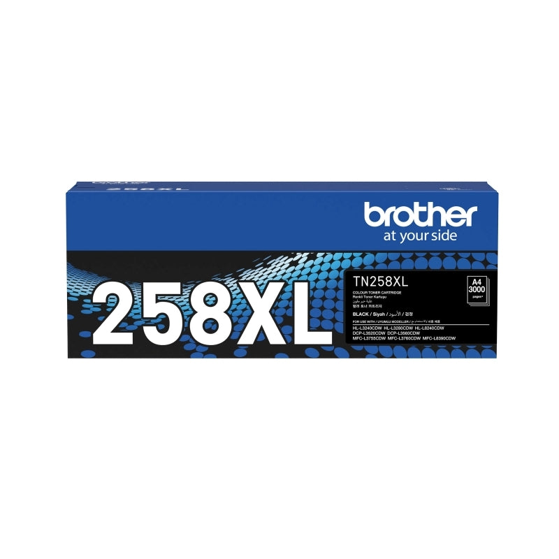 The Brother TN-258XL Black Toner Cartridge delivers exceptional print quality, high yield, and reliable performance