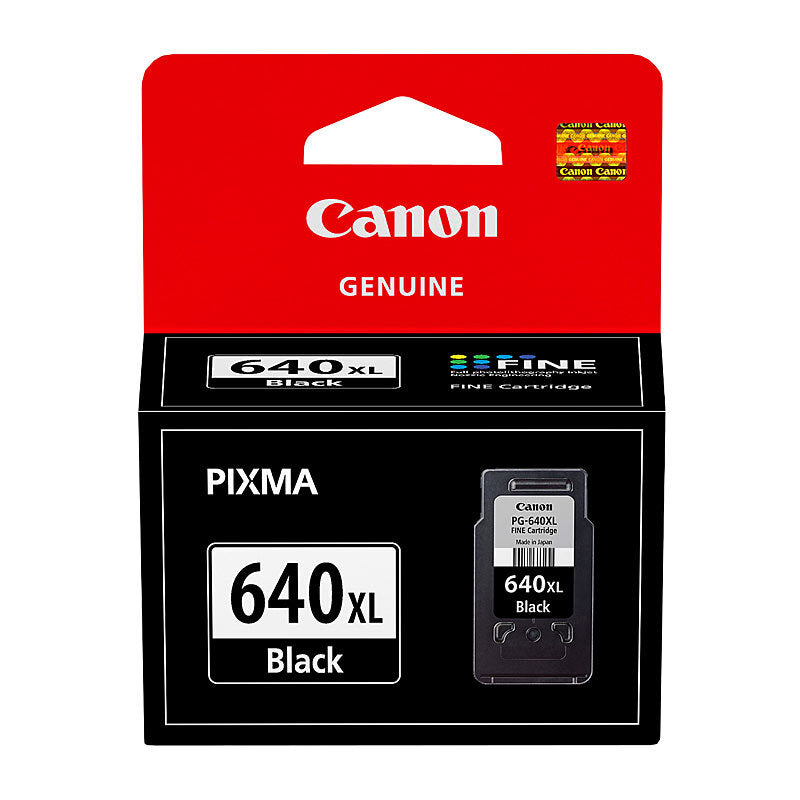 The Canon PG-640XL Black Ink Cartridge delivers rich, professional-quality black text and crisp details