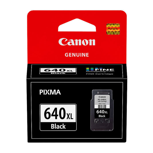 The Canon PG-640XL Black Ink Cartridge delivers rich, professional-quality black text and crisp details