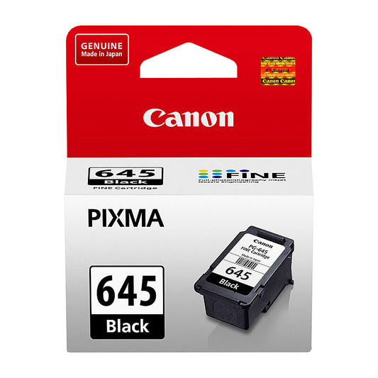 The Canon PG-645 Black Ink Cartridge delivers rich, professional-quality black text and sharp detail
