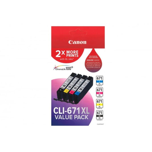 Print vibrant, fade-resistant colour with the Canon CLI671XL Value Pack. Genuine Canon ink delivers vivid tones, high yield, and reliable, professional-quality results.