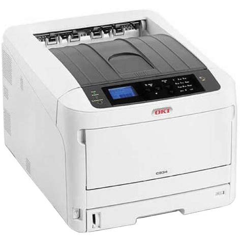 White OKI printer on a white background