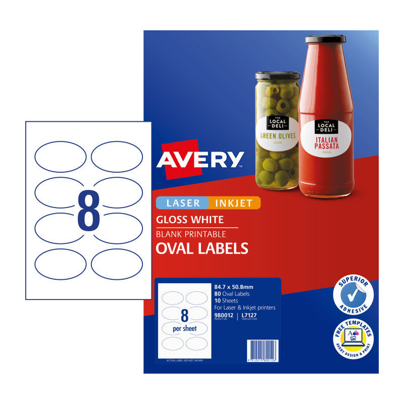 Avery Lbl Oval L7127 8Up Pk10