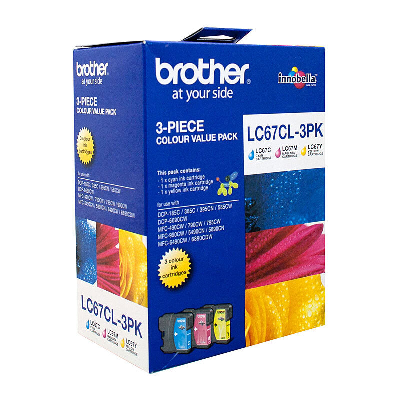 Brother LC67, LC67CMY, Brother colour pack, Brother colour ink, Brother ink Australia, Brother DCP-385C ink, Brother MFC-990CW ink, Brother printer cartridges Australia

