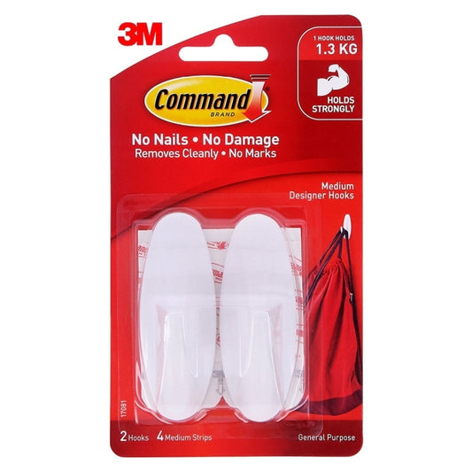 Command Med Hook White Pk2 Bx6