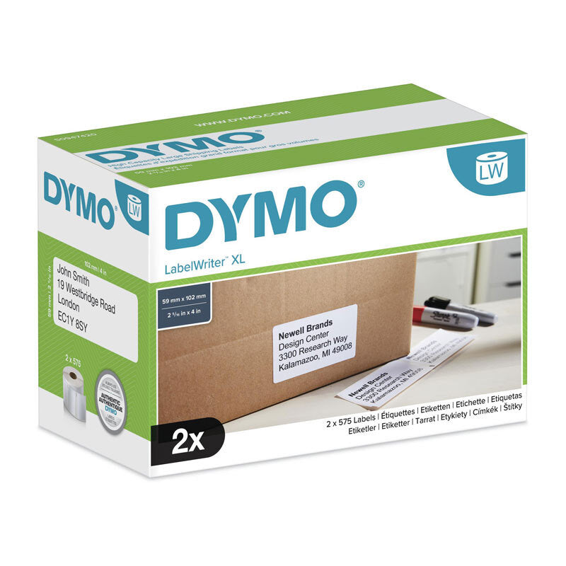 Dymo LW 59mm x 102mm White x2