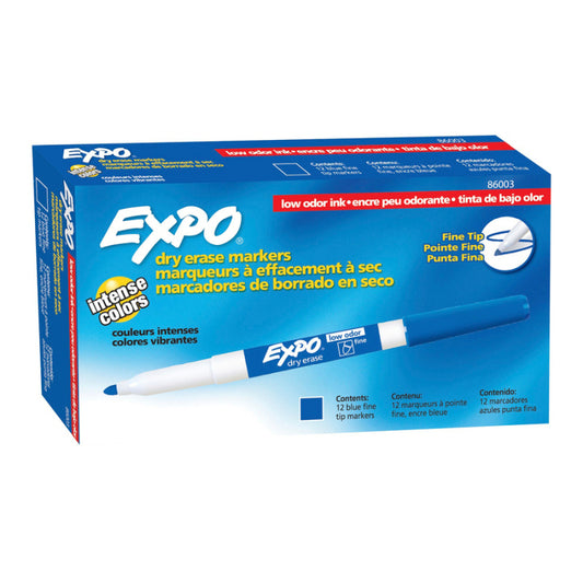 Expo W/B Marker Fine Blue Bx12