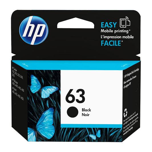 HP 63 Black Ink Cartridge F6U62AA – genuine HP ink for DeskJet 3630, ENVY 4520 and OfficeJet 3830, Australia