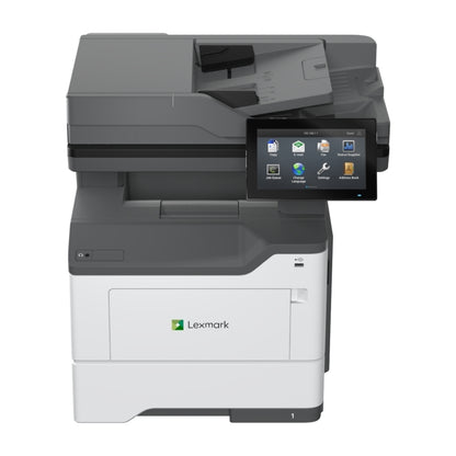 Lexmark printer with a touchscreen interface on a white background