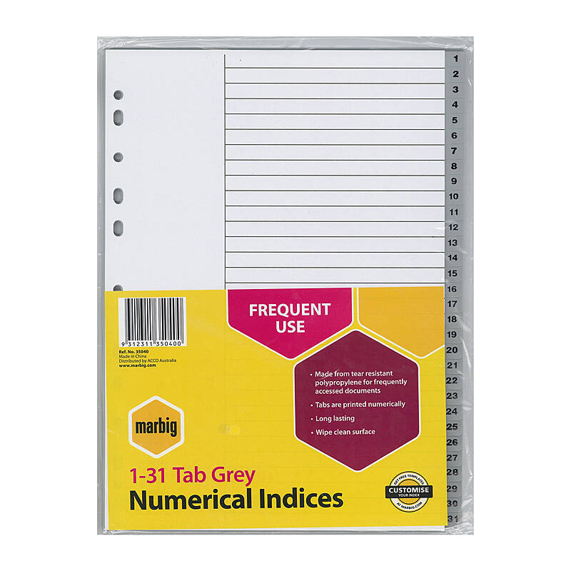 Mbg Indices Grey PP A4 1-31Tab