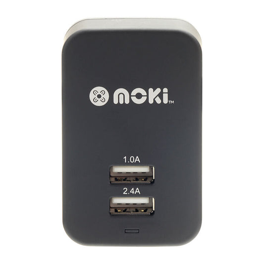 Moki Dual USB Wall Charger Blk