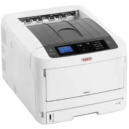 White OKI printer on a white background
