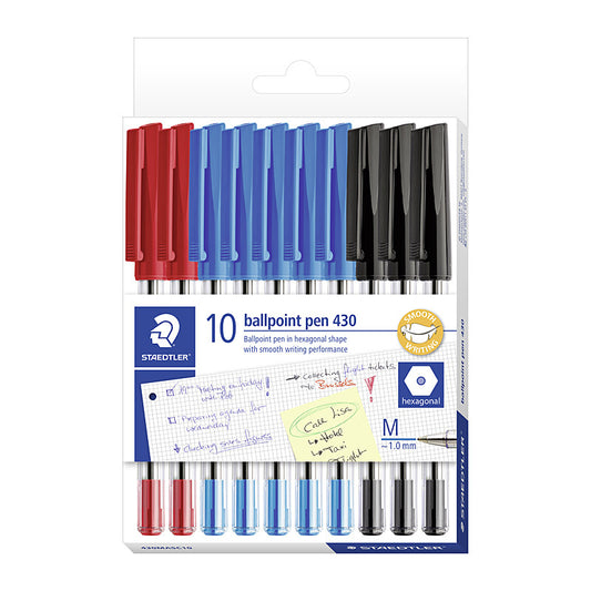 Staed Ballpoint430 M Ast Bx10