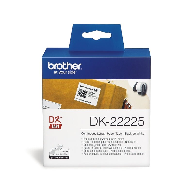 Brother DK - 22225 Continuous White Label Roll - 38mm x 30.48m - Cartridge West