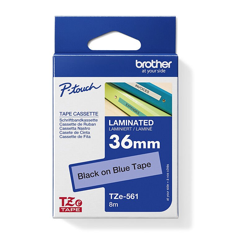 Brother TZe - 561 Labelling Tape - 36mm Black on Blue - Cartridge West