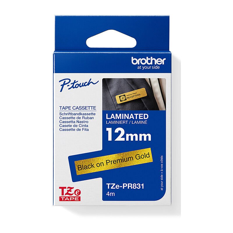 Brother TZe - PR831 Premium Label Tape - 12mm Black on Gold - Cartridge West