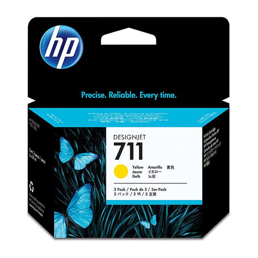 HP 711 Yellow Ink Cartridge 3 - Pack CZ136A - 29ml DesignJet Ink - Cartridge West